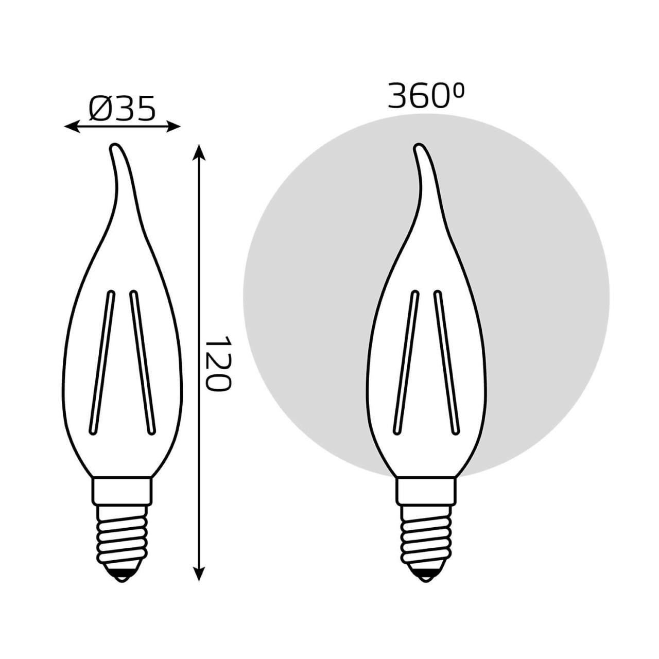 Светодиодная лампа Gauss Filament Candle tai E14 5W 4100K 104801205 фото