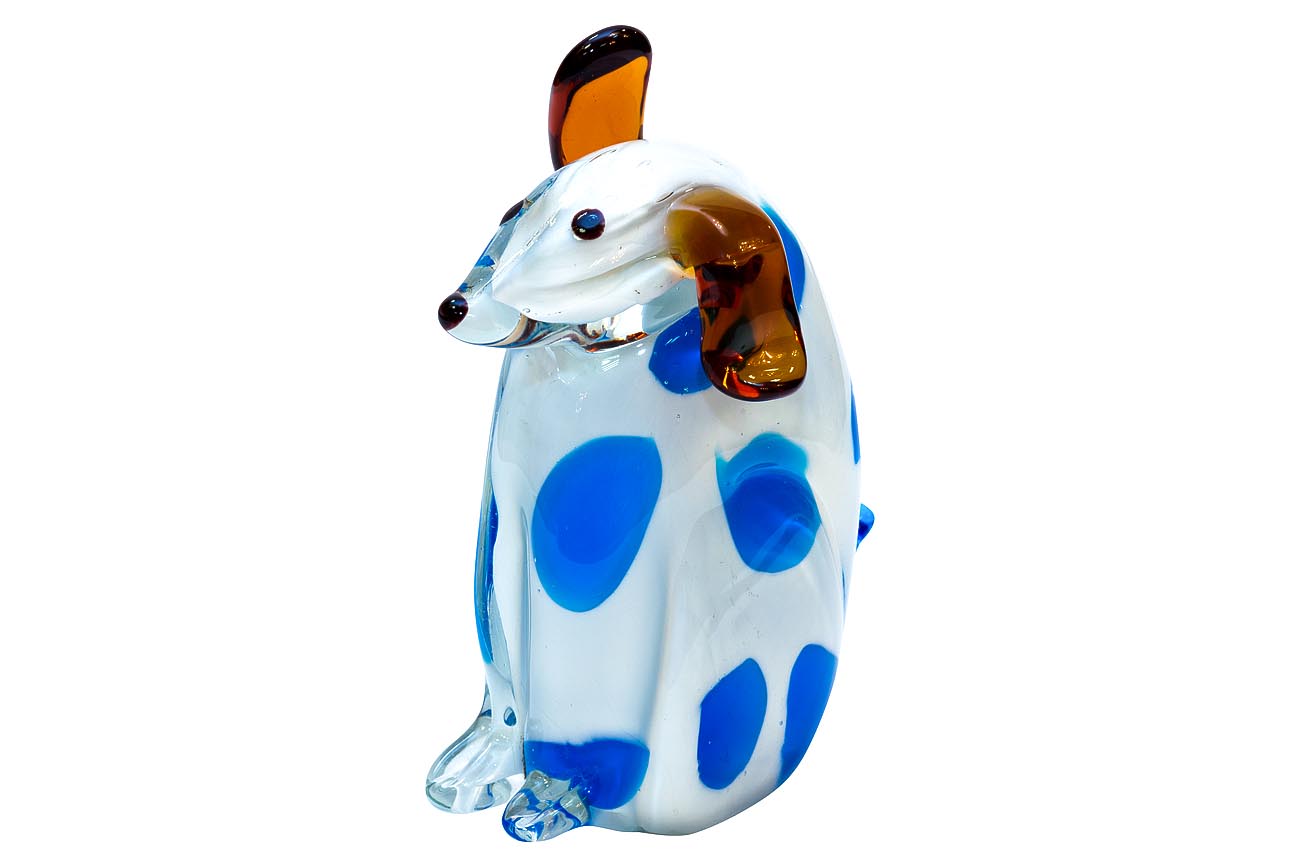 Статуэтка "Собака" бело-голубая 11х6,5х14,5 см Garda Decor F4097 фото