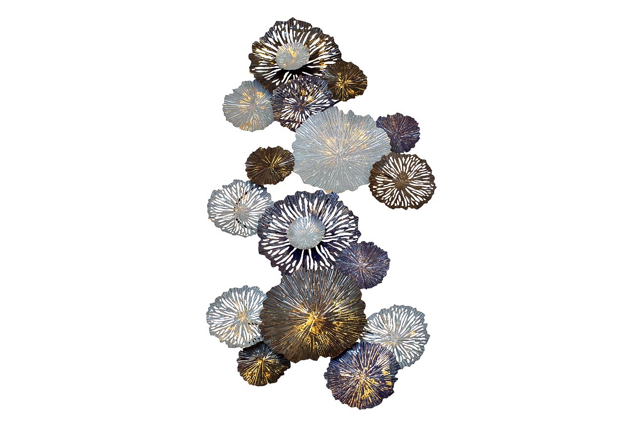 Настенный декор Цветы серо-голубые 134,6*71,1*8,3см Garda Decor 37SM-0696 фото