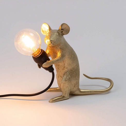 Настольная лампа Mouse Lamp Sitting GOLD USB Seletti 15231 фото