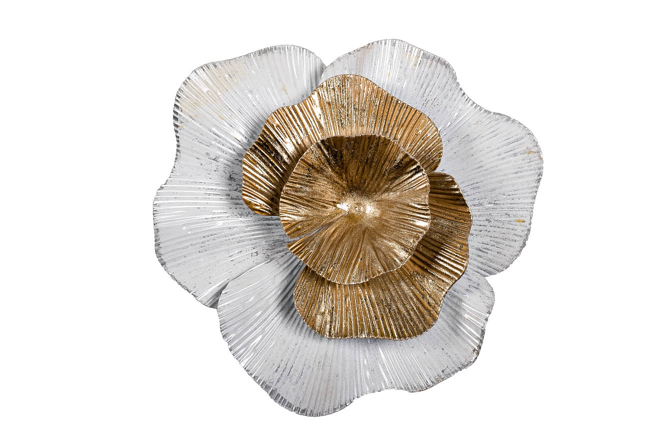 Декор настенный "Цветок" бело-золотой 33,7*34,3*7,6см Garda Decor 37SM-0661 фото