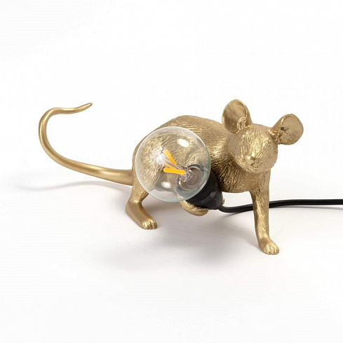 Настольная лампа Mouse Lamp Lyie Down Gold USB Seletti 15232 фото