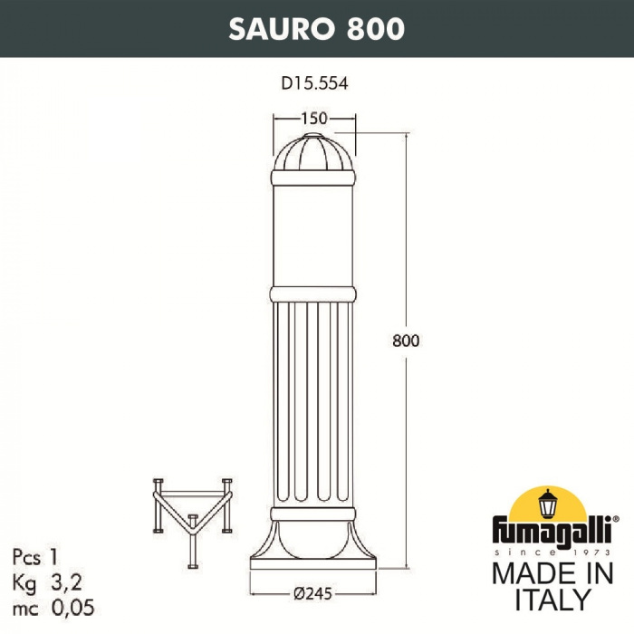 Наземный светильник Sauro D15.554.000.BXF1R.FC1 Fumagalli фото