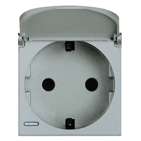 HC4141PW Axolute Розетка 2К+З с крышкой, 10/16 А 250 В с боковыми заземляющими контактами Schuko, с экранированными контактами, клеммы с автоматическим зажимом Bticino фото