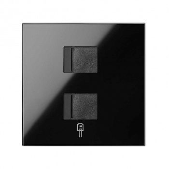 Накладка розетки 2xRJ45 черный глянец Simon 100, 10000006-138 фото