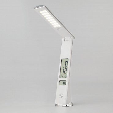Светодиодная настольная лампа Eurosvet Business a043048 80504/1 белый с часами фото