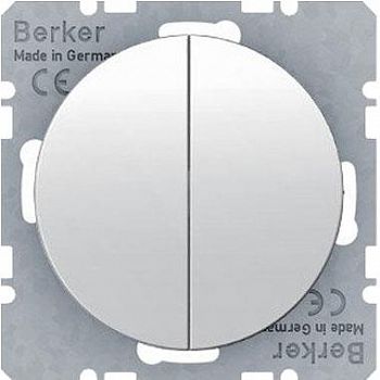 Переключатель 2-кл кнопочный Berker R-серия Полярная белизна 503808+16232089 фото